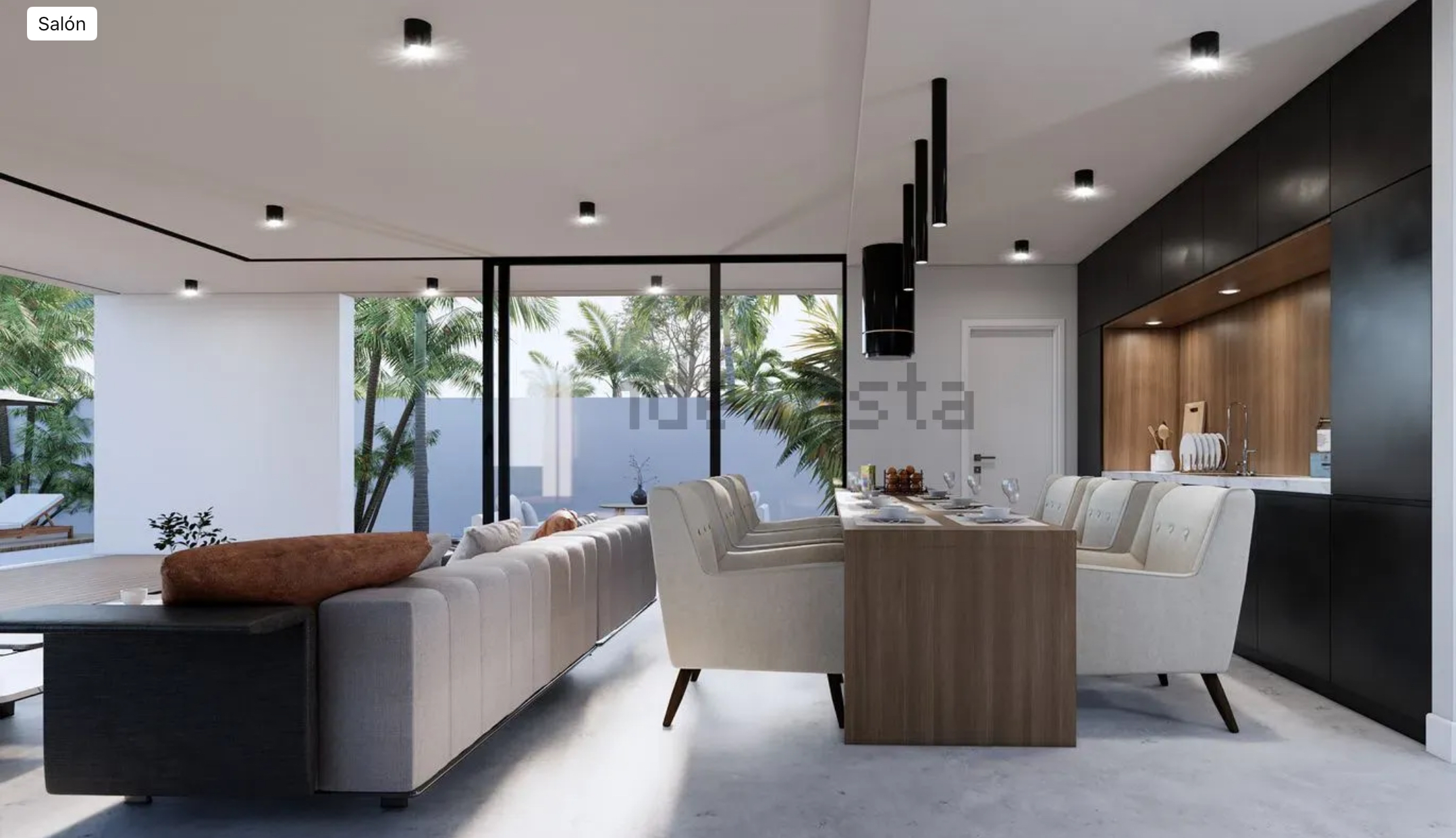 Salón y cocina de la villa